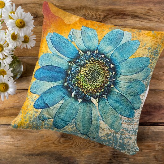乾燥ブルーデイジーオンオークレサーフェス花引用文 クッション
