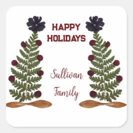 乾燥プレス花クリスマスツリー スクエアシール