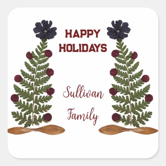乾燥プレス花クリスマスツリー スクエアシール (正面)