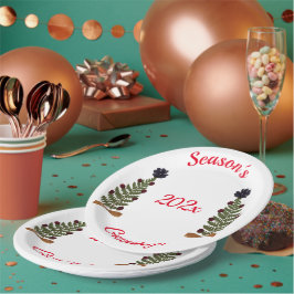 乾燥プレス花クリスマスツリー ペーパープレート