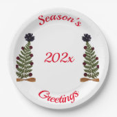 乾燥プレス花クリスマスツリー ペーパープレート (正面)