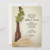 乾燥ホップと小麦ブルワリーウェディングシャワー 招待状 (正面)