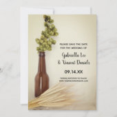 乾燥ホップと小麦ブルワリー結婚式の日付を保存 セーブザデート (正面)