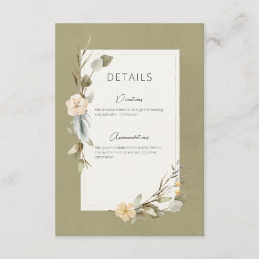 乾燥ボホフローラフレーム結婚セージの詳細 エンクロージャーカード (正面)