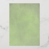 乾燥ヤシ、ススキセージ緑結婚の金ゴールド 箔招待状 (裏面)