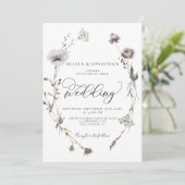 乾燥ワイルドフラワーバジェットQRコード秋の結婚式 招待状 (スタンド正面)