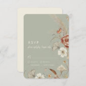 乾燥ワイルドフラワーフローラBOHOセージ結婚グリーン 出欠カード (正面/裏面)