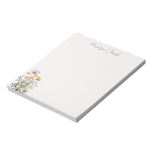 乾燥ワイルドフラワーブーケパーソナライズされたの名前 ノートパッド (回転)