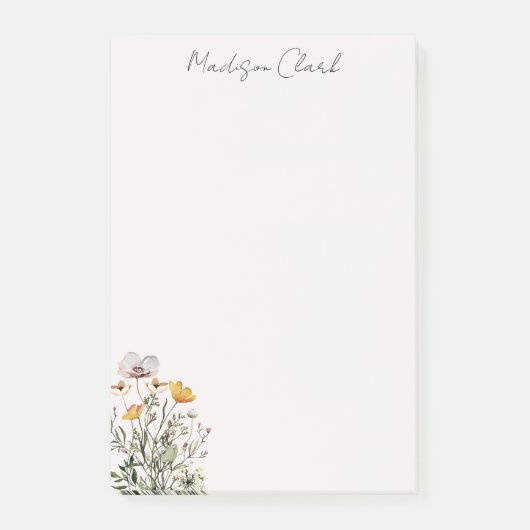 乾燥ワイルドフラワーブーケパーソナライズされたの名前 ポストイット (正面)