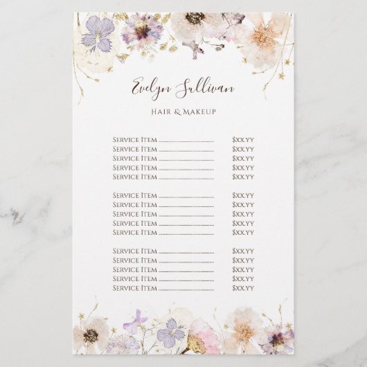 乾燥ワイルドフラワープライスチラシ チラシ (正面)