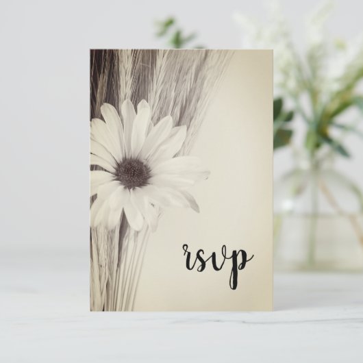 乾燥小麦とデイジーのカントリーファーム結婚式の出欠 出欠カード (スタンド正面)