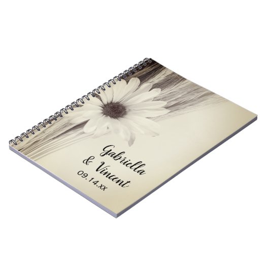 乾燥小麦とデイジーファームズ結婚ゲストブック ノートブック (左側)