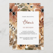 乾燥熱帯花ファースト誕生日招待状 招待状 (正面/裏面)