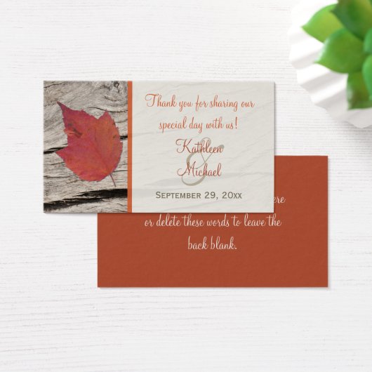 乾燥秋の葉結婚式の引き出物ラベル (デスク)