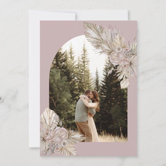 乾燥花模様砂漠をテーマにしたブライダルシャワー 招待状 (裏面)