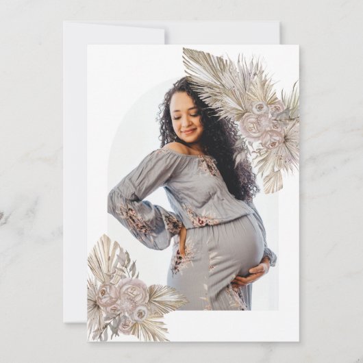 乾燥花模様砂漠をテーマにしたベビー散水 招待状 (裏面)