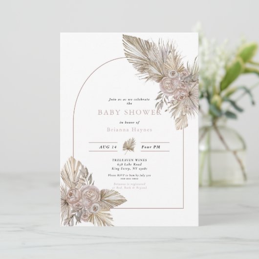 乾燥花模様砂漠をテーマにした赤ちゃんシャワー 招待状 (スタンド正面)