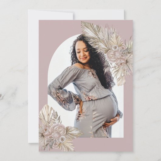 乾燥花模様砂漠をテーマにした赤ちゃんシャワー 招待状 (裏面)