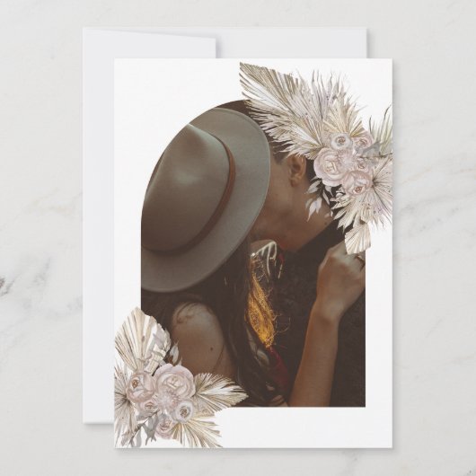 乾燥花模様砂漠をテーマ結婚にした 招待状 (裏面)