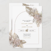 乾燥花模様砂漠をテーマ結婚にした 招待状 (正面/裏面)