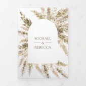 乾素朴乾Boho Pampas Grass Arch Photo 結婚's 三つ折り招待状 (カバー)