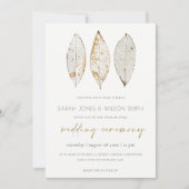 乾素朴脈金ゴールドさび葉の結婚式の招待 サンキューカード (正面)