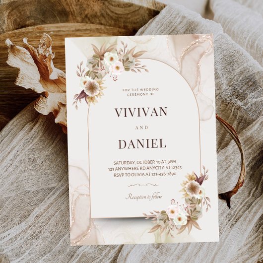 乾素朴花ブライダルシャワーパーティー 招待状