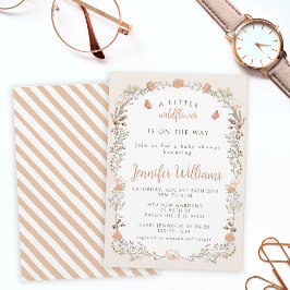 乾花ワイルドフラワー秋女の子の赤ちゃんシャワー 招待状