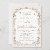 乾花ワイルドフラワー秋女の子の赤ちゃんシャワー 招待状