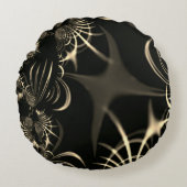 乾葉草や曲がったイバラの？カーキ色 ラウンドクッション (正面)