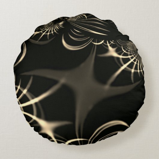 乾葉草や曲がったイバラの？カーキ色 ラウンドクッション (裏面)