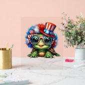 亀おもしろい愛国米国国旗のサングラス アクリルサイン (ウェディング)