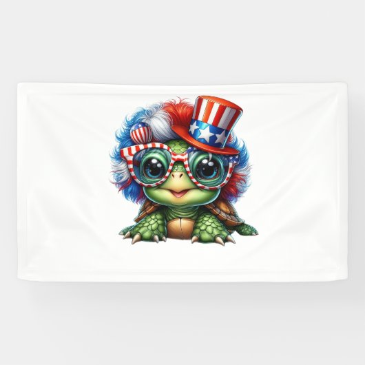 亀おもしろい愛国米国国旗のサングラス 横断幕 (横)