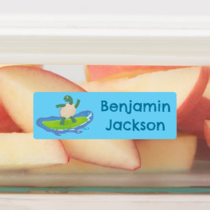 亀おもしろい波サーフィン漫画パーソナライズされた ラベル