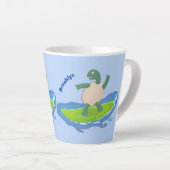 亀おもしろい波サーフィン カフェラテマグ (右アングル)