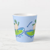 亀おもしろい波サーフィン カフェラテマグ (正面)