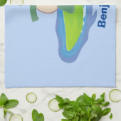 亀おもしろい波サーフィン キッチンタオル (折り畳み)