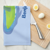 亀おもしろい波サーフィン キッチンタオル (四つ折り)