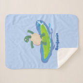 亀おもしろい波サーフィン シェルパブランケット (正面(横))