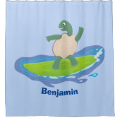 亀おもしろい波サーフィン シャワーカーテン (正面)