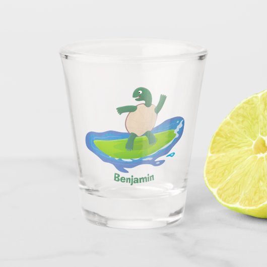 亀おもしろい波サーフィン ショットグラス (正面)