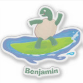 亀おもしろい波サーフィン シール (正面)