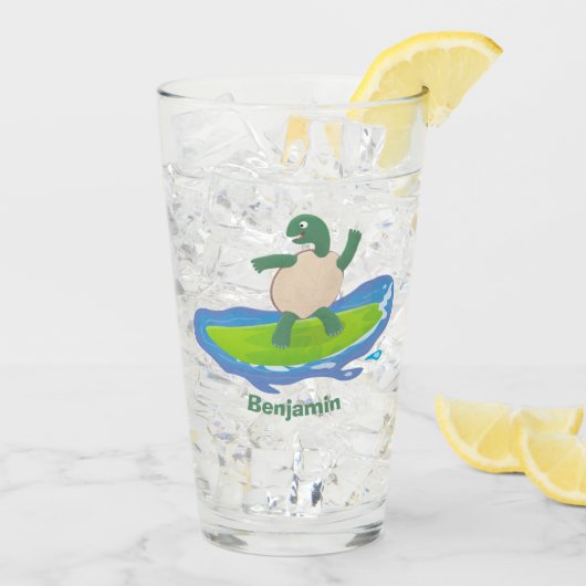 亀おもしろい波サーフィン タンブラーグラス (アイス裏面)