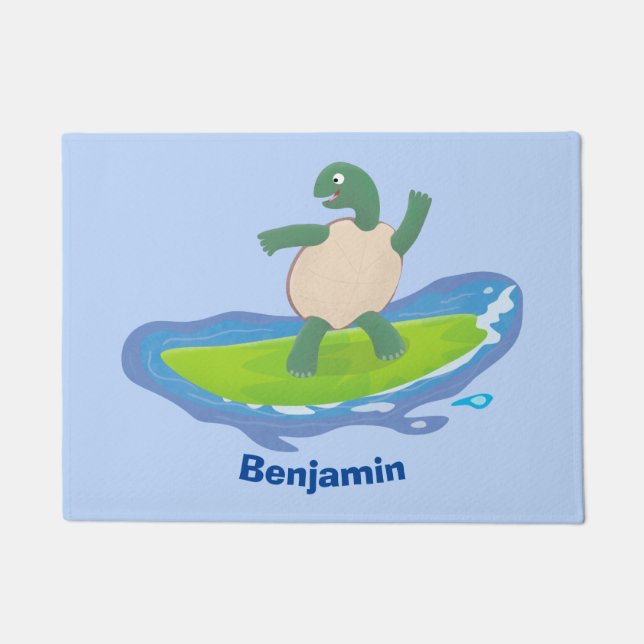 亀おもしろい波サーフィン ドアマット (正面)