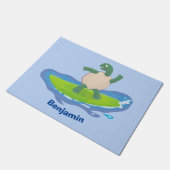 亀おもしろい波サーフィン ドアマット (アングル)