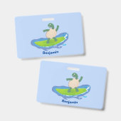 亀おもしろい波サーフィン バッジ (表裏)