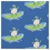 亀おもしろい波サーフィン ファブリック (クローズアップ)