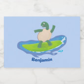 亀おもしろい波サーフィン フードラベル (シングルラベル)