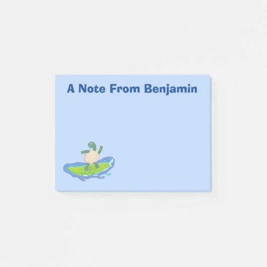 亀おもしろい波サーフィン ポストイット (正面)