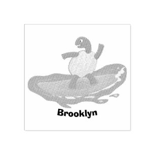 亀おもしろい波サーフィン ラバースタンプ